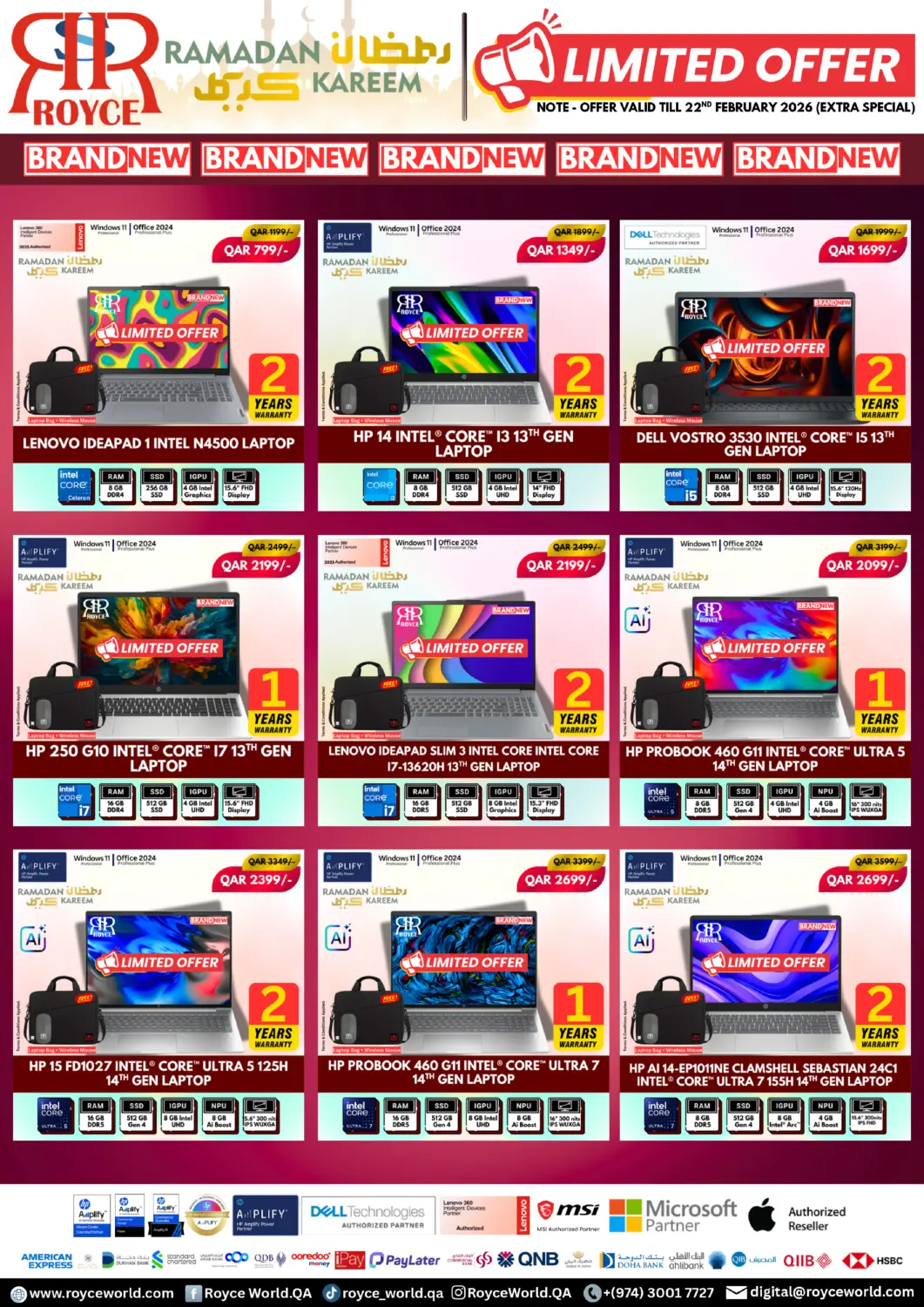 Qatar - Umm Salal Royce World Trading & Services W.L.L offers in D4D Online. Limited Offer. . Till 22nd February