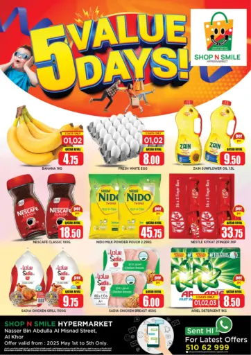 Shop n Smile Hypermarket - 5 Value Days in Qatar Offers - Qatar 5 Value Days