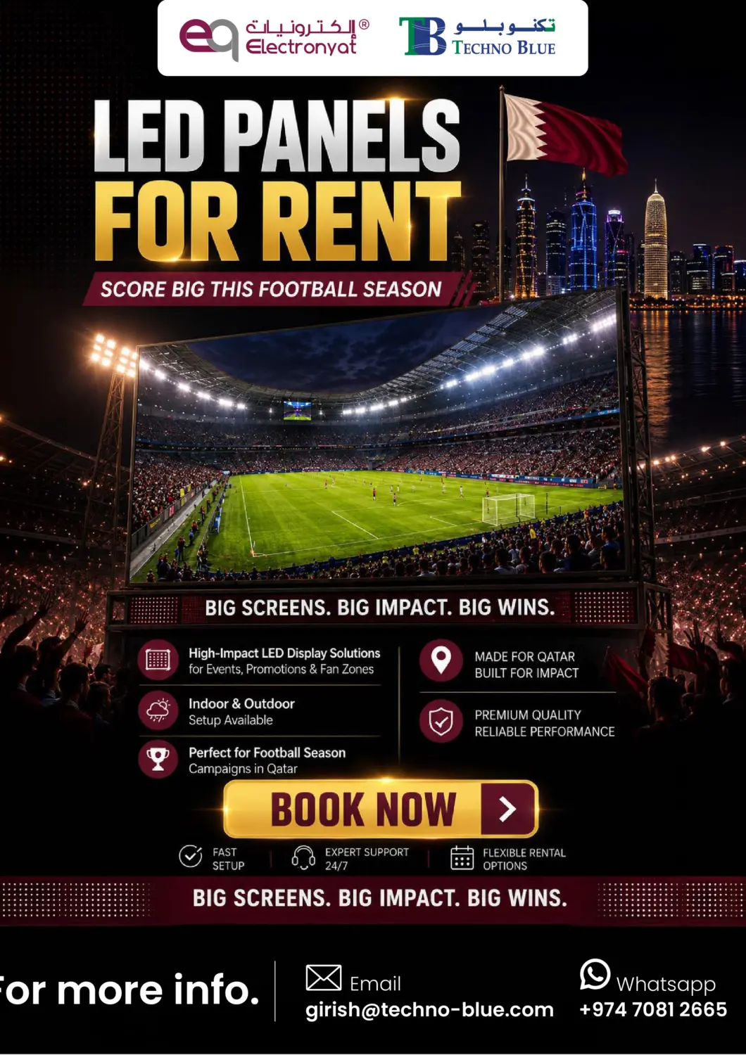 Qatar - Umm Salal Techno Blue offers in D4D Online. Led Panels For Rent. . Till 30th June
