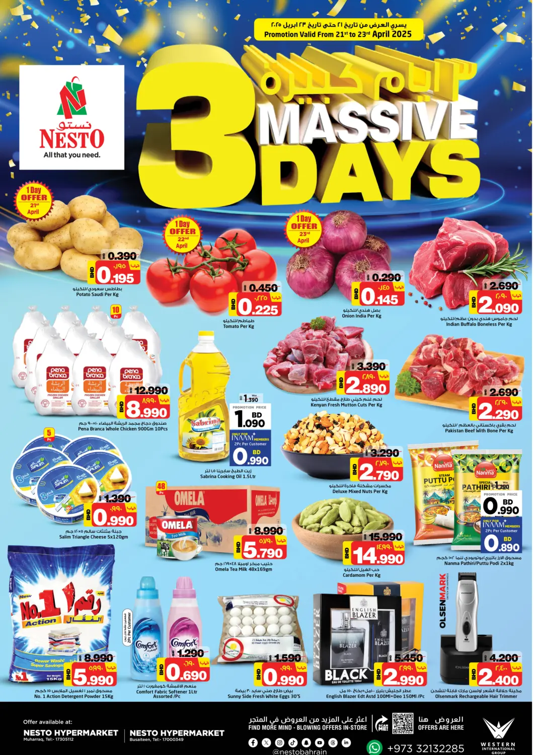 Bahrain NESTO  offers in D4D Online. 3 Massive Days. . Till 23rd April