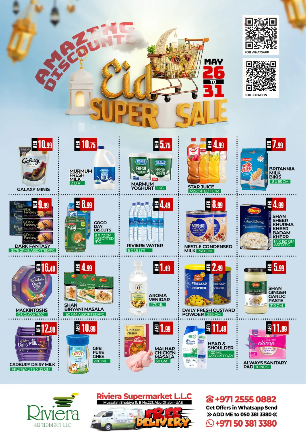 UAE - Abu Dhabi  RIVIERA SUPERMARKET L.L.C offers in D4D Online. Eid Super Sale. . Till 31st May
