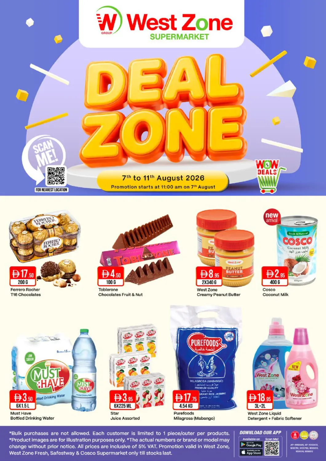 UAE - Dubai West Zone Supermarket offers in D4D Online. Deal Zone. . Till 11th August