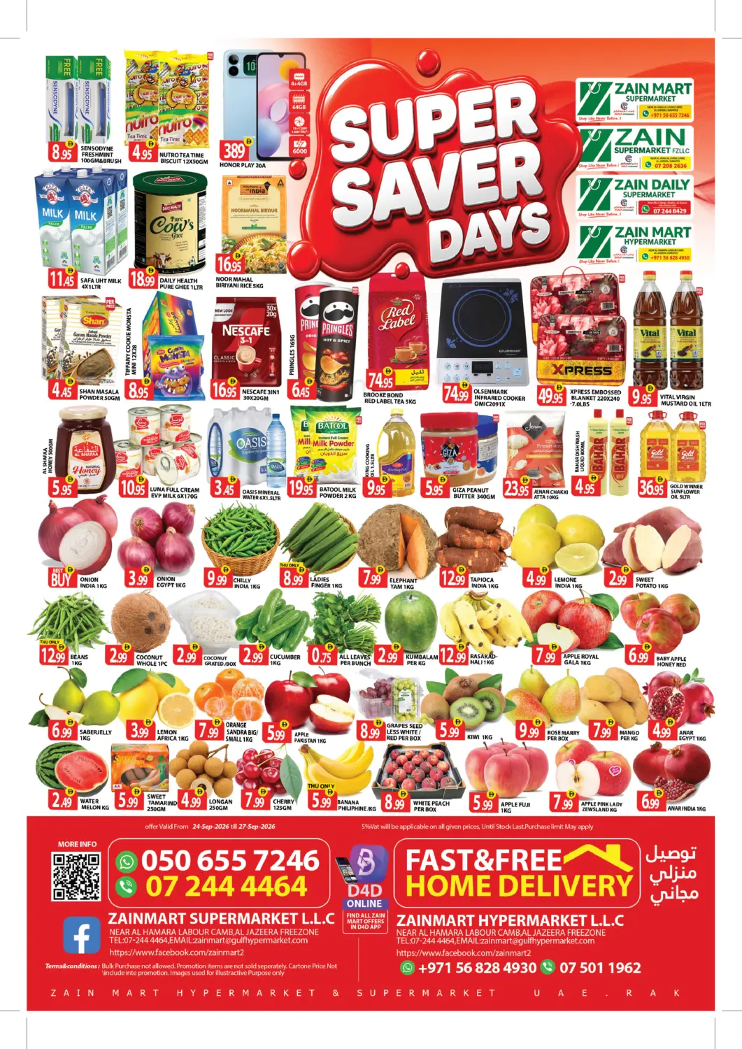 UAE - Ras al Khaimah Zain Mart Supermarket offers in D4D Online. Super Saver Days. . Till 27th September
