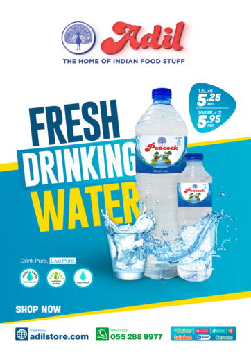 UAE - Sharjah / Ajman Adil Supermarket offers in D4D Online. Peacock Drinking Water. . Till 9th May