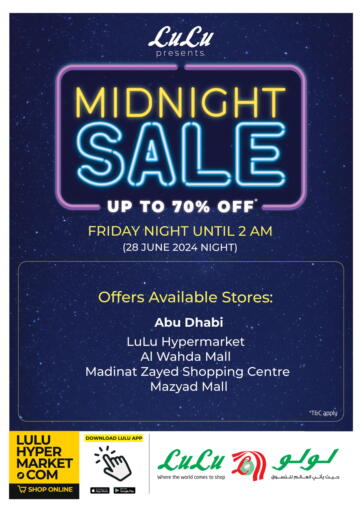 UAE - Abu Dhabi Lulu Hypermarket offers in D4D Online. Midnight Sale. . Only on 28th June