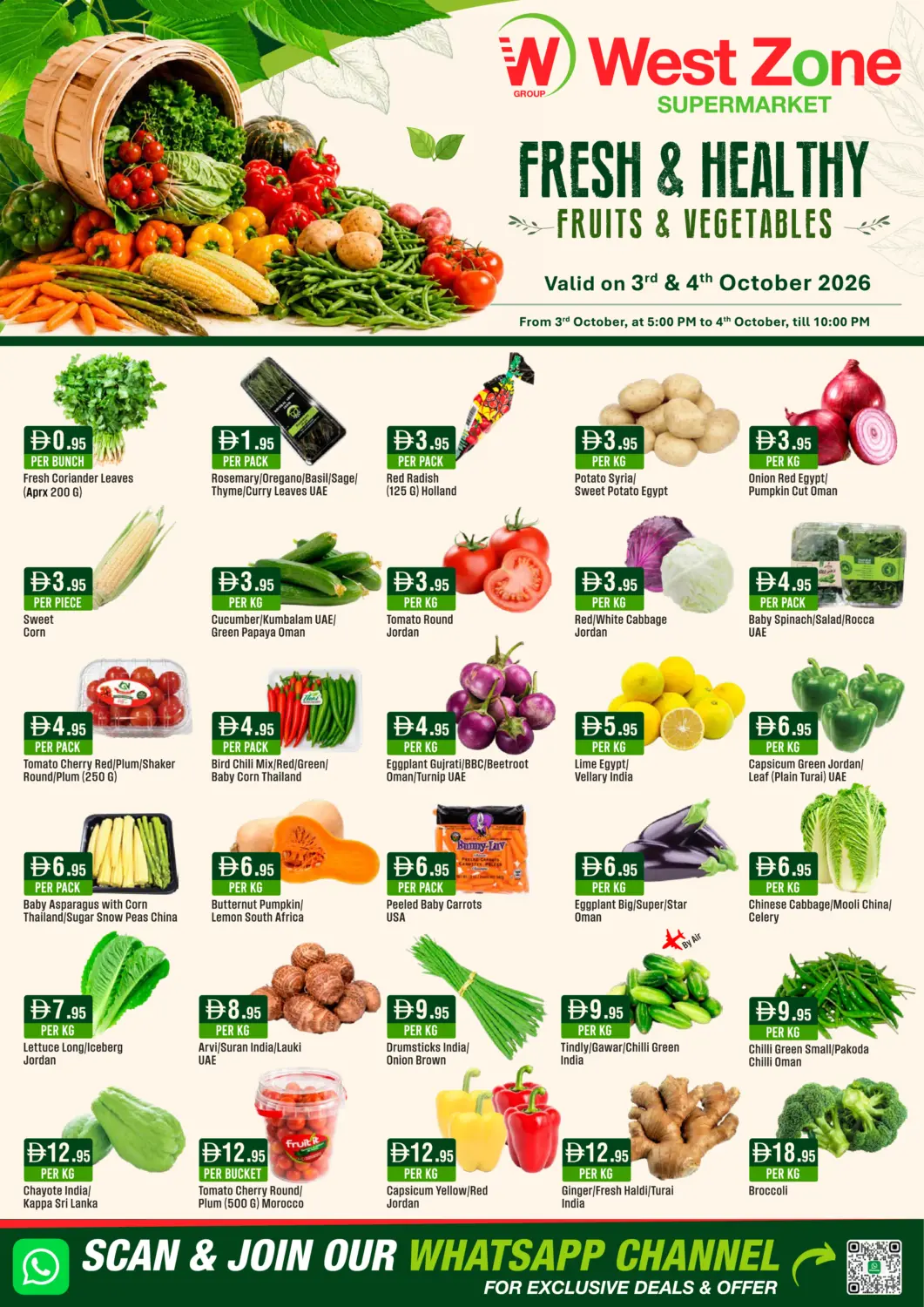 UAE - Sharjah / Ajman West Zone Supermarket offers in D4D Online. Fresh & Healthy Fruits & Vegetables. . Till 4th October