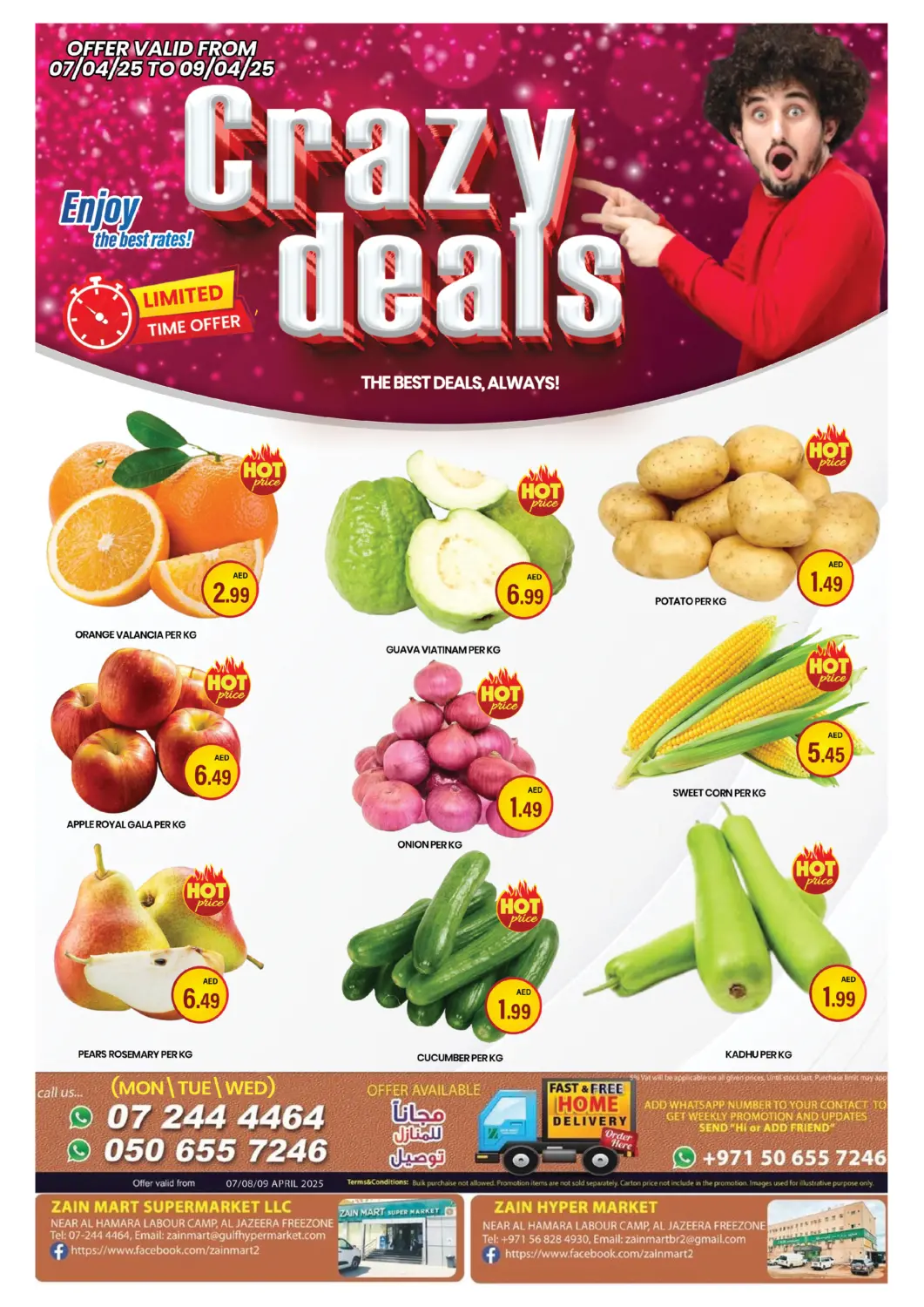 UAE - Ras al Khaimah Zain Mart Supermarket offers in D4D Online. Crazy Deals. . Till 9th April