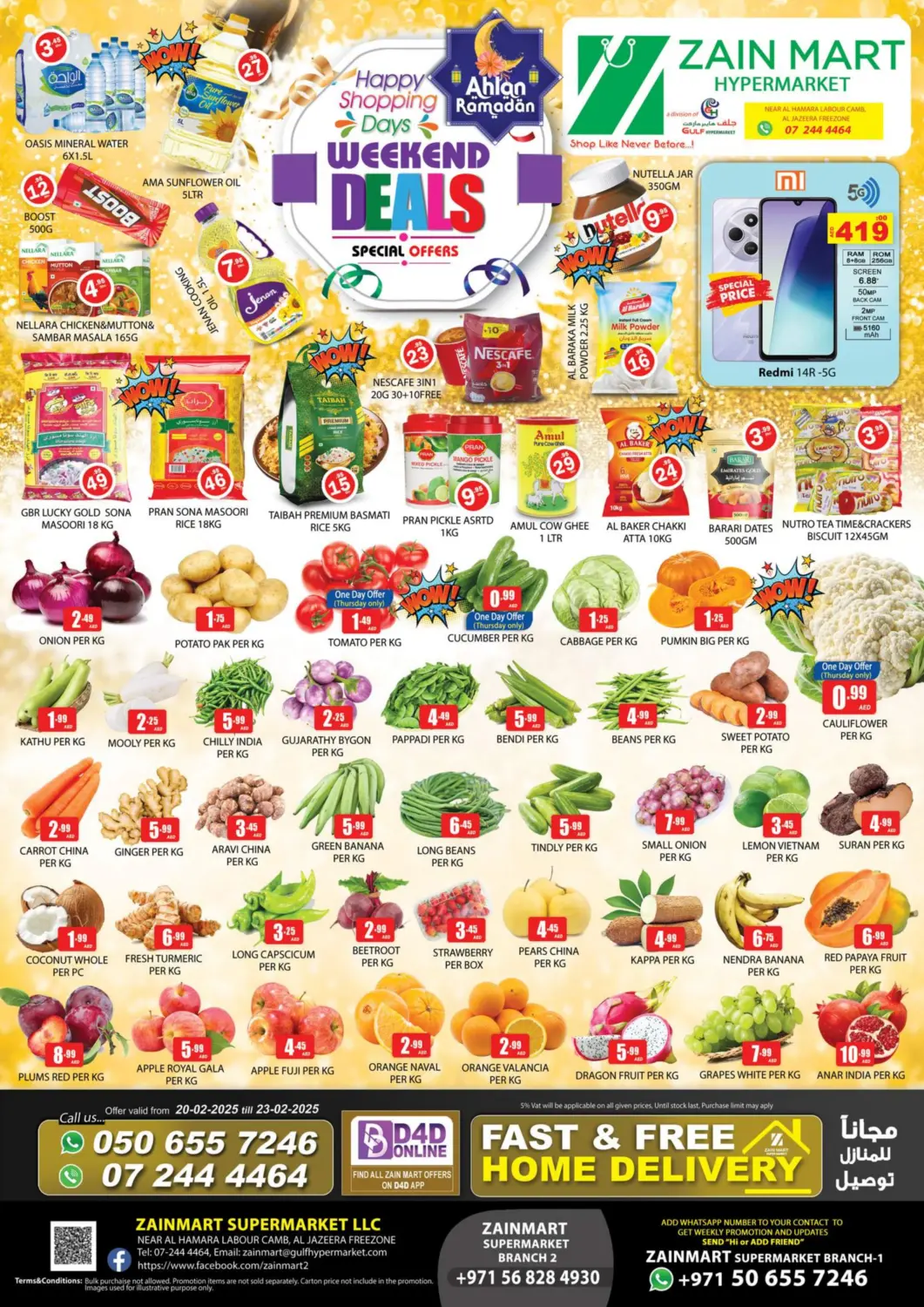 UAE - Ras al Khaimah Zain Mart Supermarket offers in D4D Online. Weekend Deals. . Till 23rd February