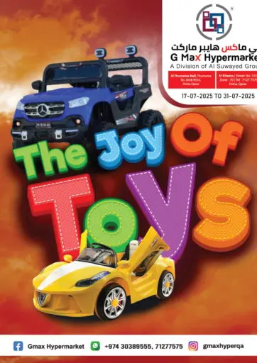 G MAX Hypermarket - The Joy Of Toys in Qatar Offers - Qatar The Joy Of Toys