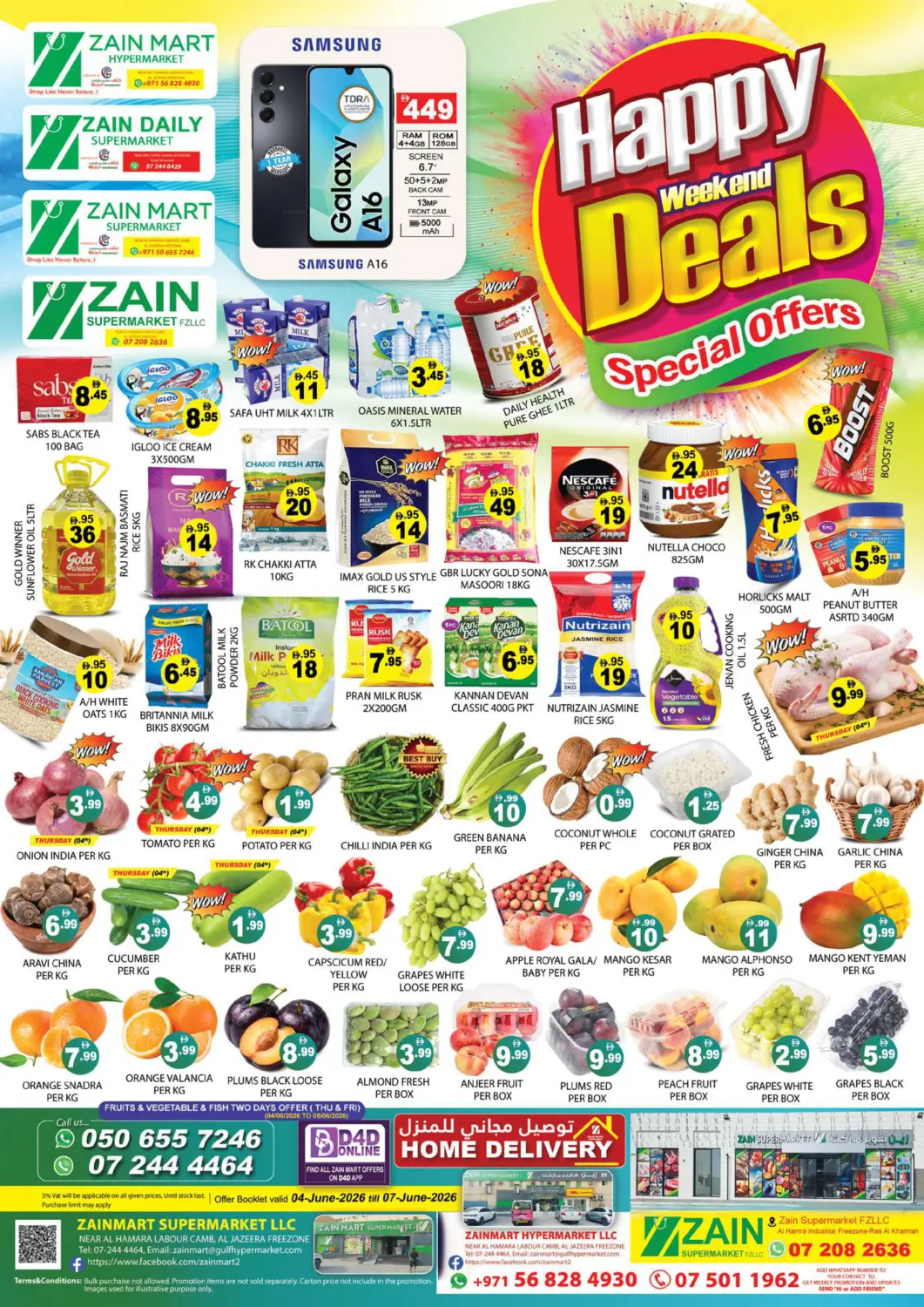 UAE - Ras al Khaimah Zain Mart Supermarket offers in D4D Online. Happy weekend Deals. . Till 7th June