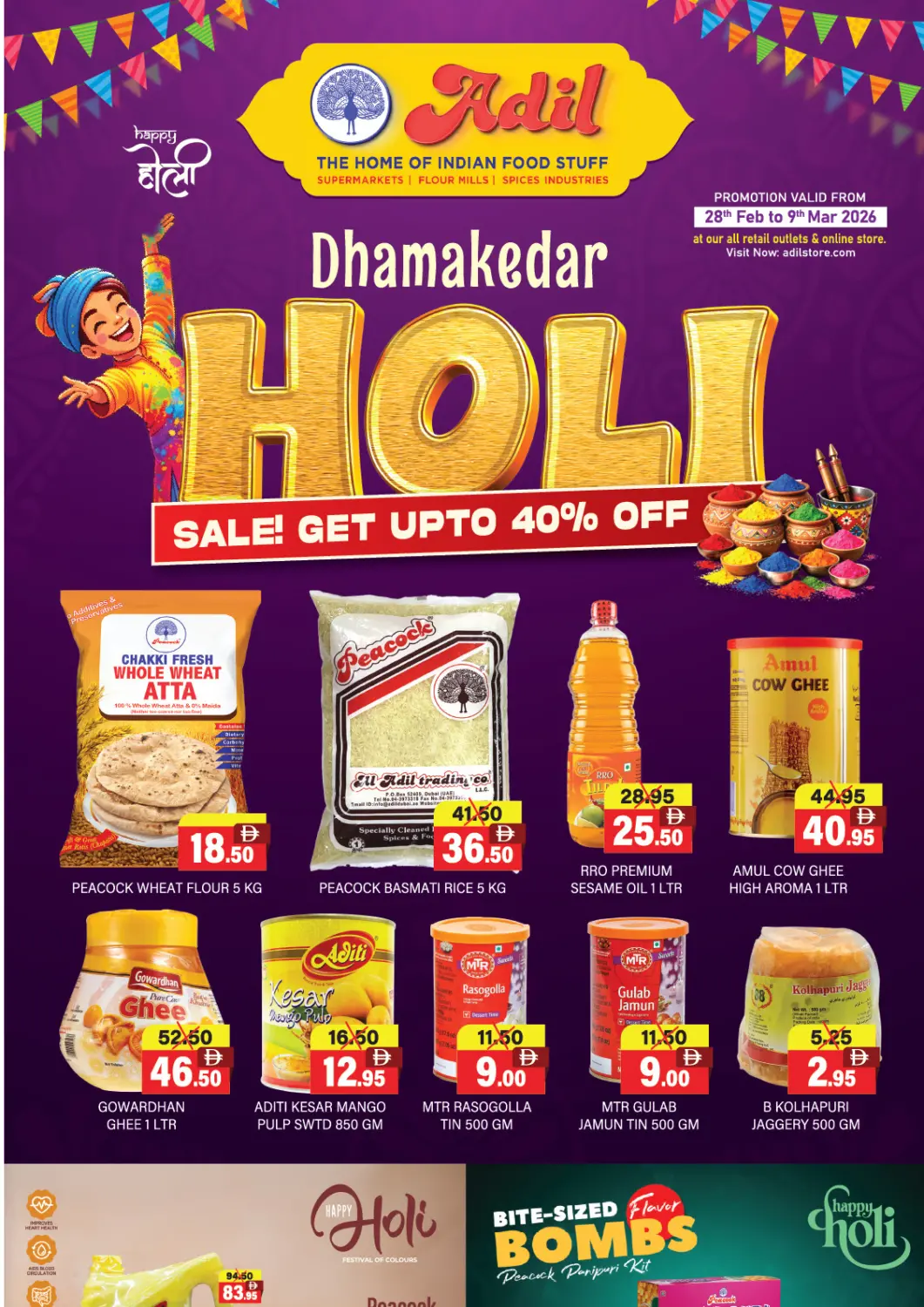 UAE - Sharjah / Ajman Adil Supermarket offers in D4D Online. Dhamakedar Holi. . Till 9th March