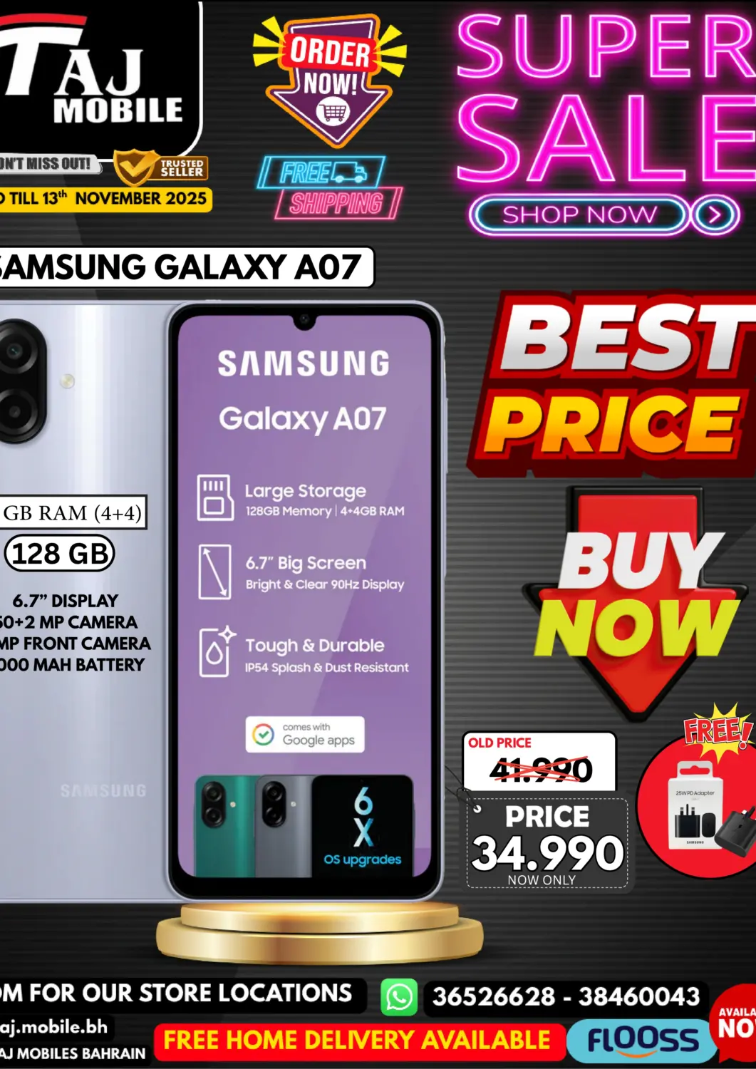 Bahrain Taj Mobiles offers in D4D Online. Super Sale. . Till 13th November