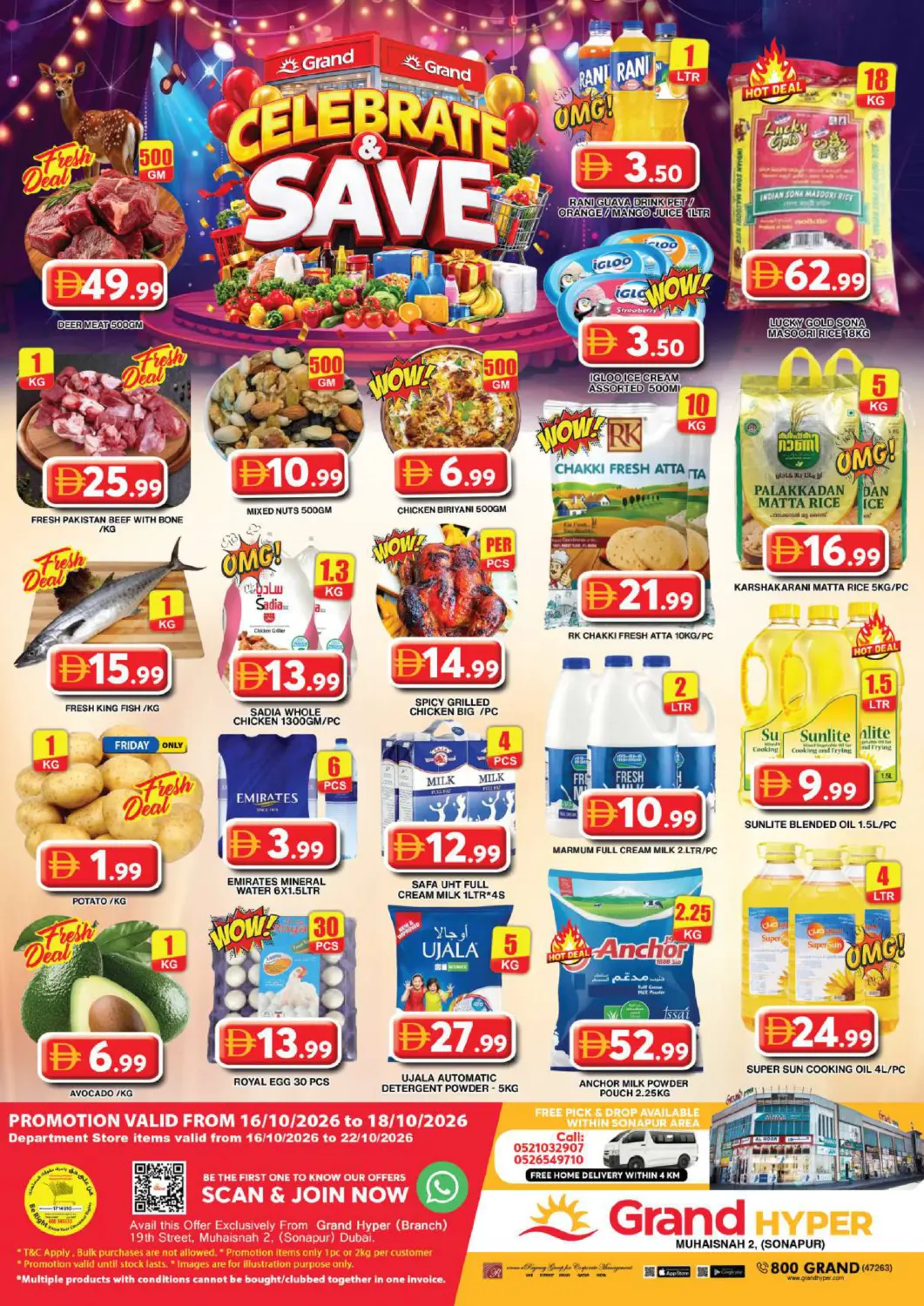 Bahrain Grand Hyper Market offers in D4D Online. Muhaisnah 2 ,Sonapur ,Dubai. . Till 18th October