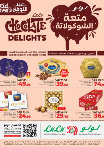 KSA, Saudi Arabia, Saudi - Jubail LULU Hypermarket offers in D4D Online. Chocolate Delights. . Till 13th April