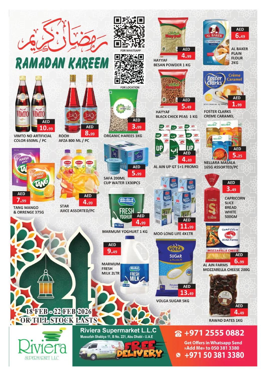 UAE - Abu Dhabi  RIVIERA SUPERMARKET L.L.C offers in D4D Online. Ramadan Kareem. . Till 22nd February