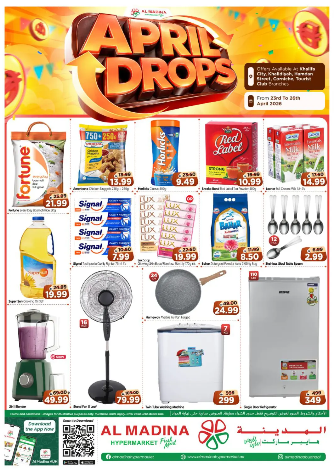 UAE - Abu Dhabi Al Madina Hypermarket offers in D4D Online. Khalifa City, Hamdan Street, Corniche,TCA,Khalidiya. . Till 26th April