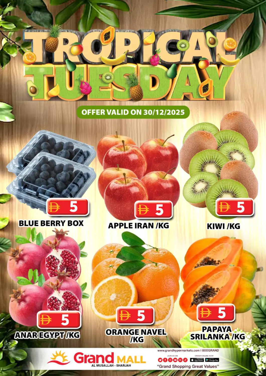 UAE - Sharjah / Ajman Grand Hyper Market offers in D4D Online. Al Musallah , Sharjah. . Only On 30th December