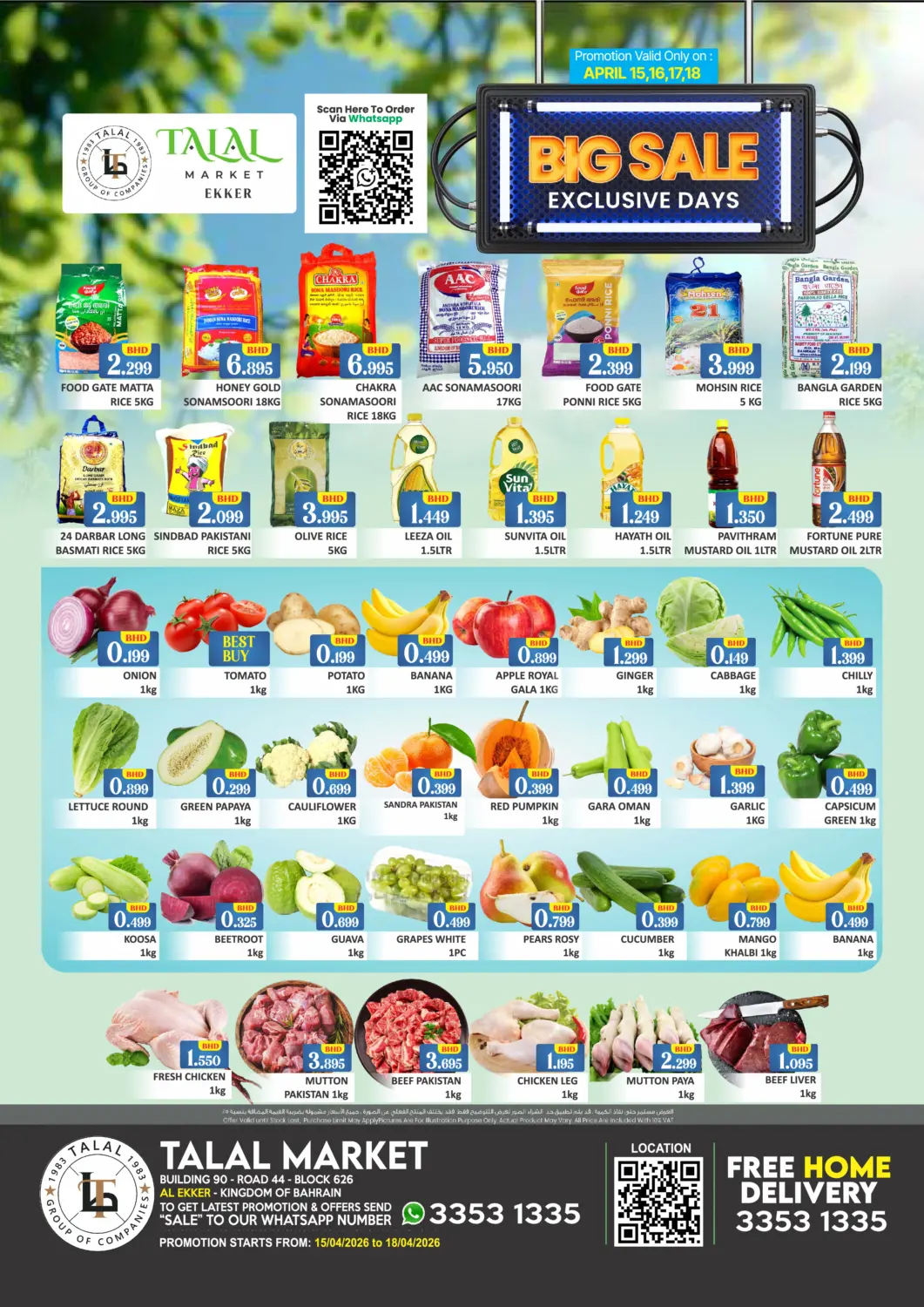 Bahrain Talal Markets offers in D4D Online. Al Ekker - Big Sale Exclusive Days. . Till 18th April