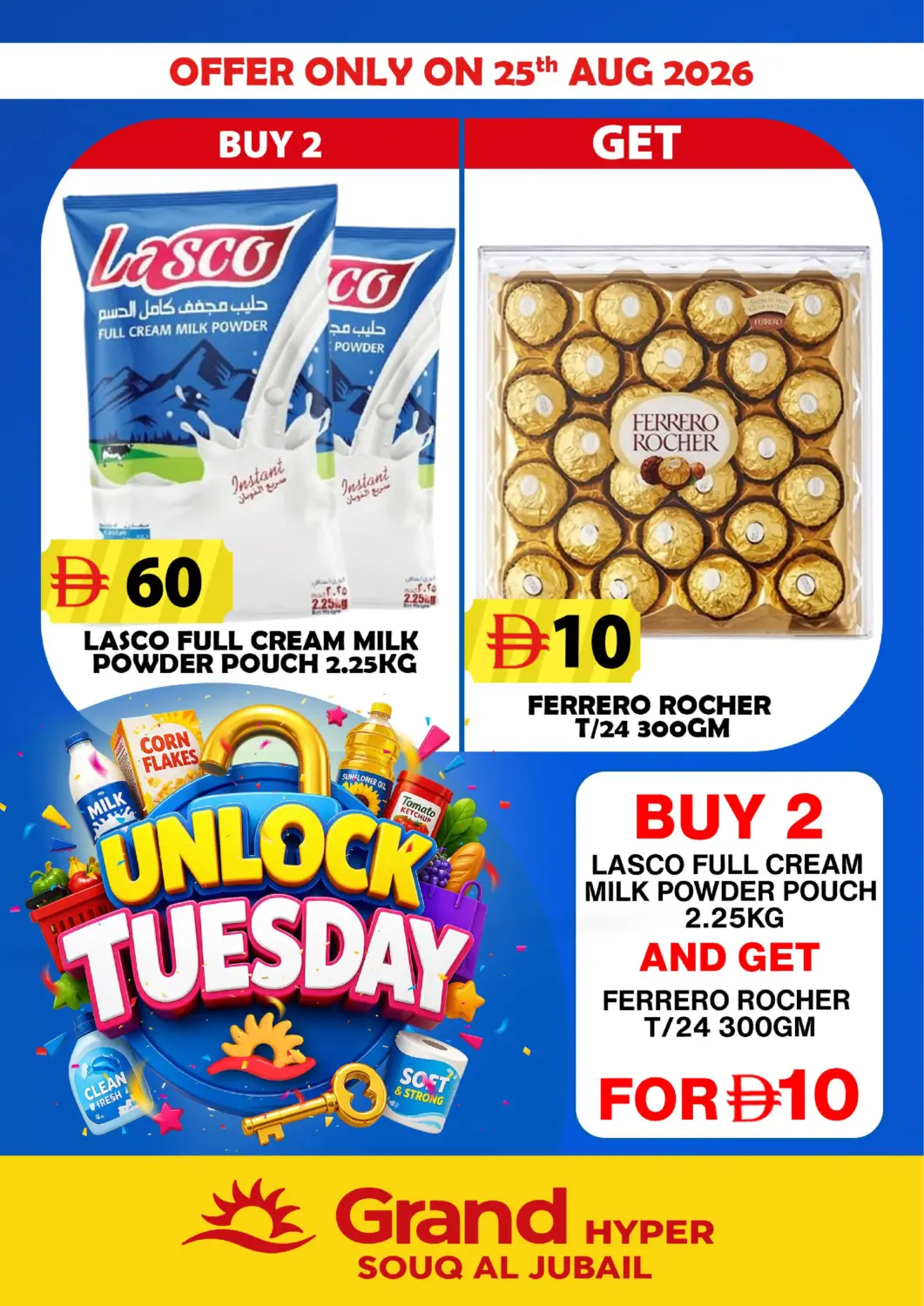 UAE - Sharjah / Ajman Grand Hyper Market offers in D4D Online. Souq Al Jubail. . Only On 25th August