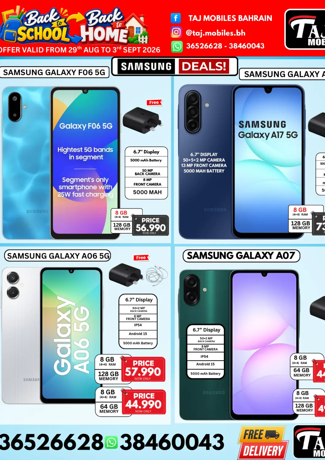 Bahrain Taj Mobiles offers in D4D Online. Back To School. . Till 3rd September