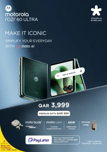 Starlink - Motorola Razor 60 Ultra in Qatar Offers - Qatar Motorola Razor 60 Ultra
