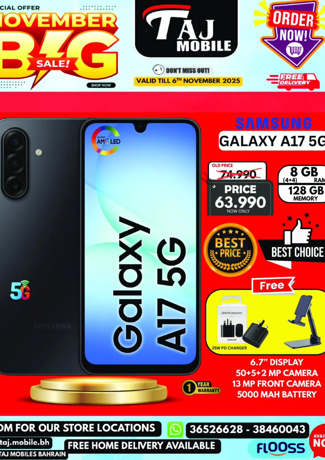 Bahrain Taj Mobiles offers in D4D Online. November Big sale. . Till 6th November