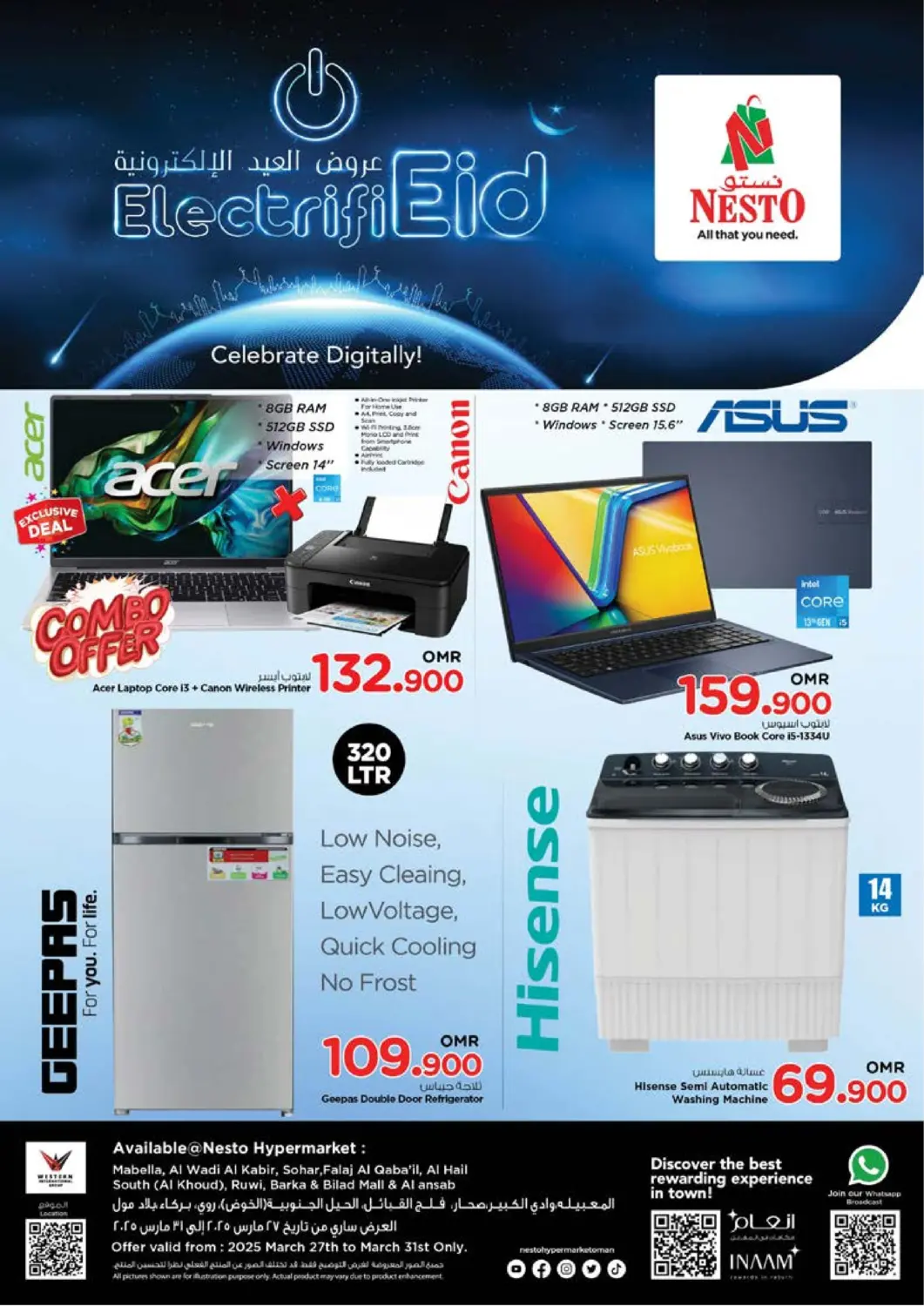 Oman - Salalah Nesto Hyper Market   offers in D4D Online. Electrifi Eid. . Till 31st march