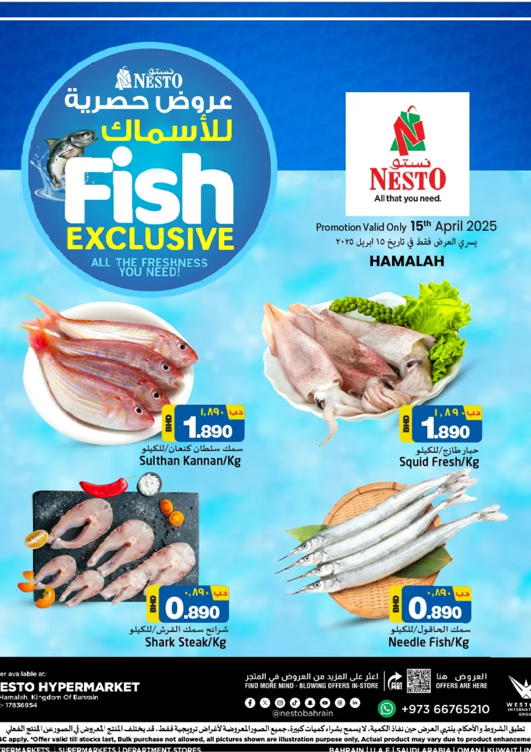 Bahrain NESTO  offers in D4D Online. Fish Exclusive. . Only On 15th April