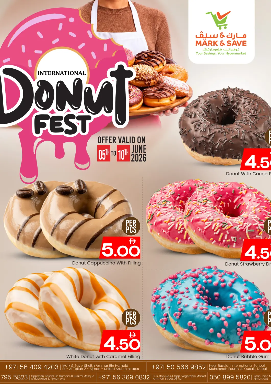 UAE - Sharjah / Ajman Mark & Save offers in D4D Online. International Donut Fest. . Till 10th June