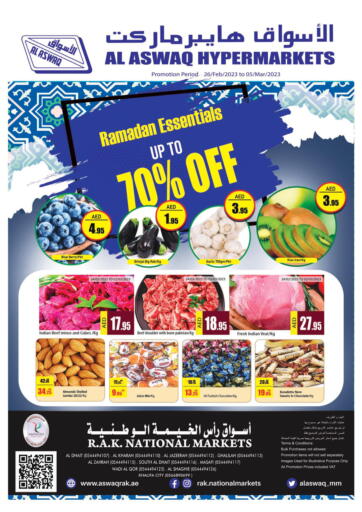 UAE - Ras al Khaimah Al Aswaq Hypermarket offers in D4D Online. Ramadan Essentials Up To 70% OFF. . Till 5th March