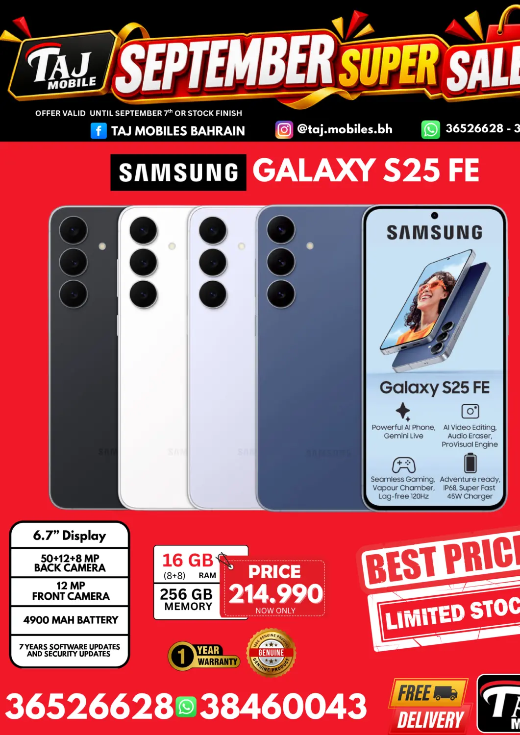 Bahrain Taj Mobiles offers in D4D Online. September Super Sale. . Till 7th September