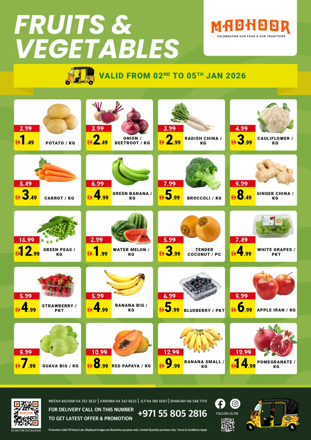 UAE - Dubai MADHOOR SUPERMARKET L.L.C offers in D4D Online. Fruits & Vegetables Offer. . Till 5th January