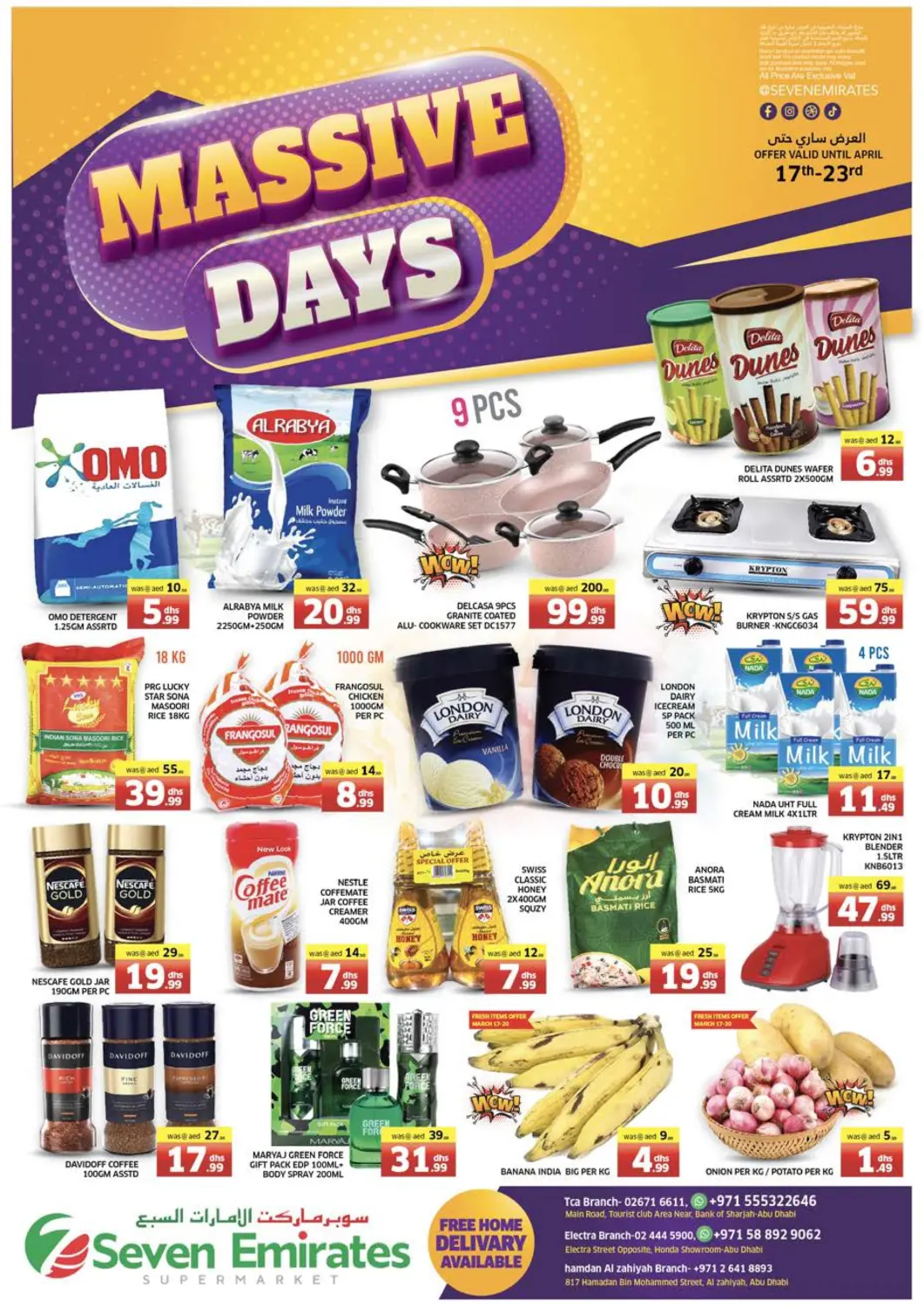 UAE - Abu Dhabi Seven Emirates Supermarket offers in D4D Online. Tca, Electra, Hamdan Al Zahya Branch. . Till 23rd April