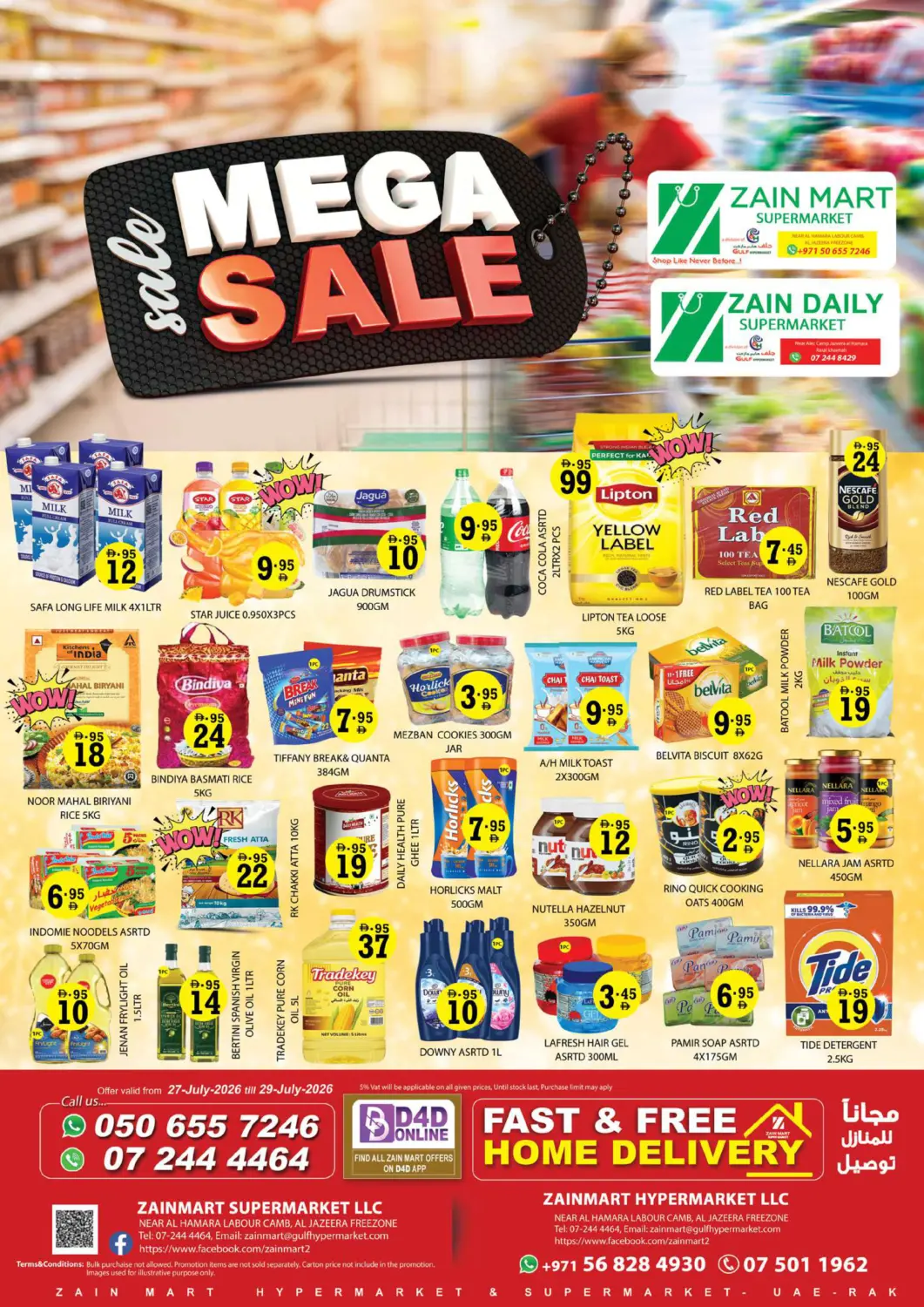 UAE - Ras al Khaimah Zain Mart Supermarket offers in D4D Online. Mega Sale. . Till 29th July