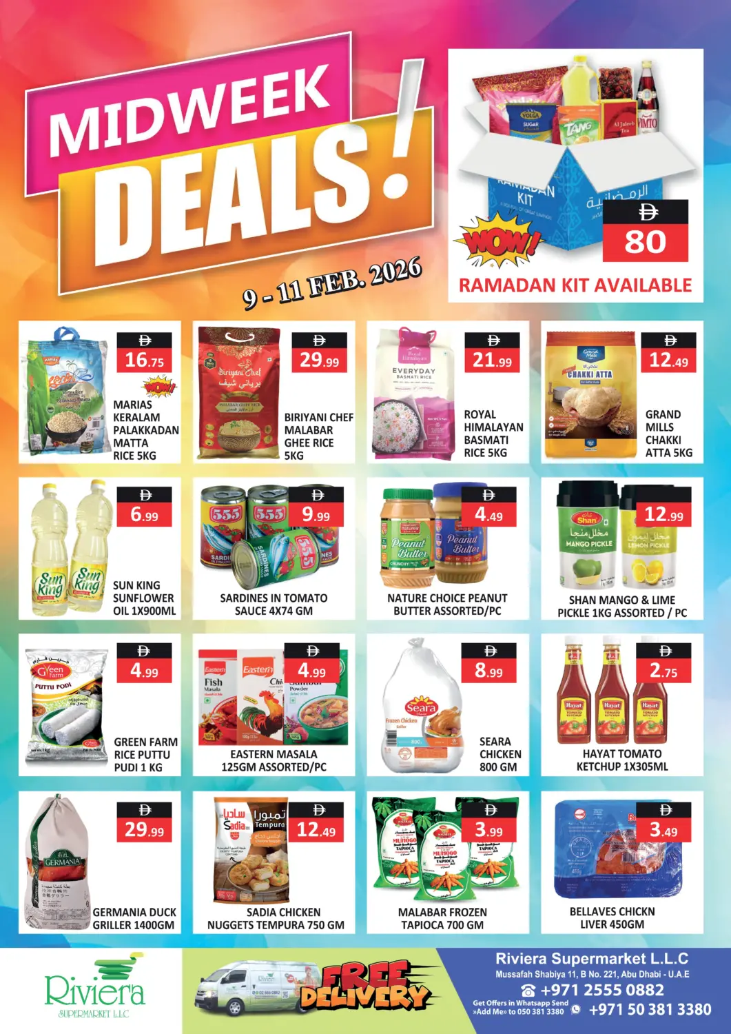 UAE - Abu Dhabi  RIVIERA SUPERMARKET L.L.C offers in D4D Online. Midweek Deals !. . Till 11th February