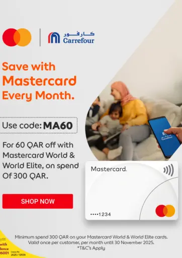 Carrefour - Save With Mastercard Every Month in Qatar Offers - Qatar Save With Mastercard Every Month