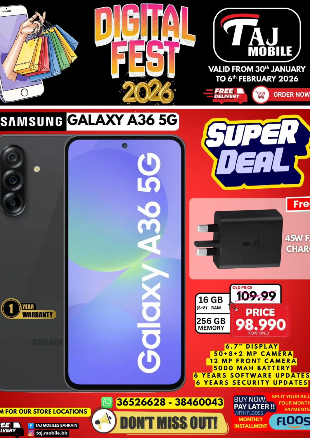 Bahrain Taj Mobiles offers in D4D Online. Digital Fest. . Till 6th February