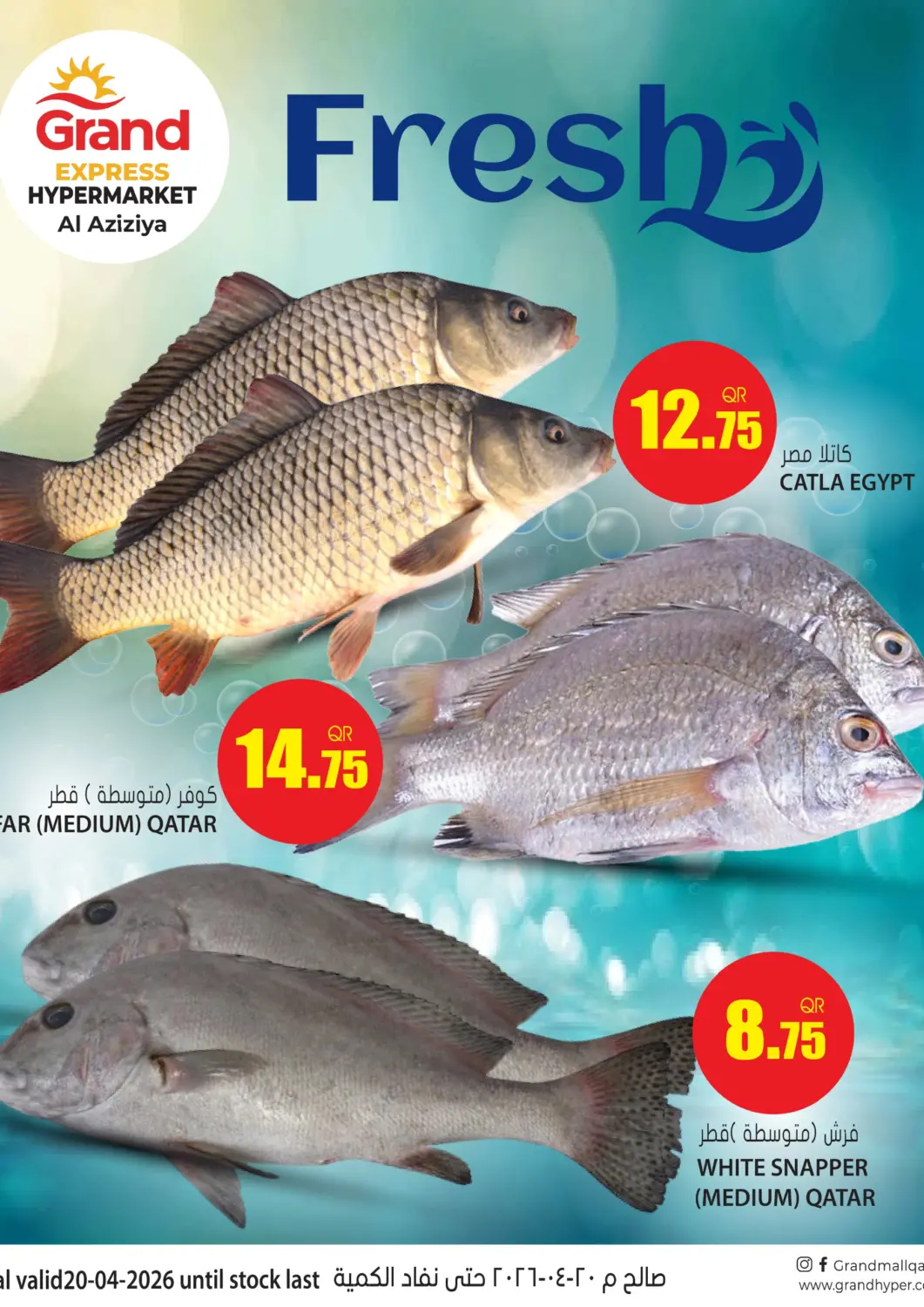 عروض جراند هايبرماركت قطر - الريان في دي٤دي أونلاين. الأسماك الطازجة. . فقط في ٢٠ أبريل
