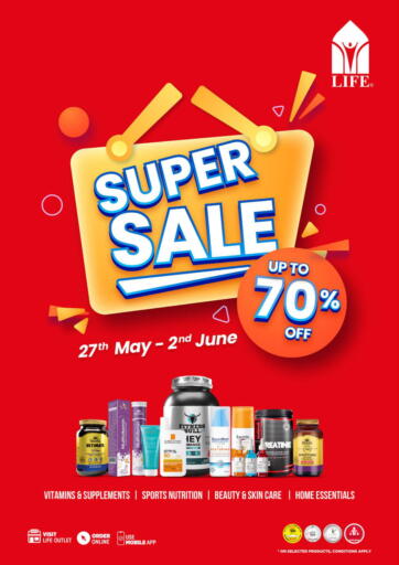 UAE - Sharjah / Ajman Life Pharmacy offers in D4D Online. Super Sale Upto 70% Off. . Till 2nd June