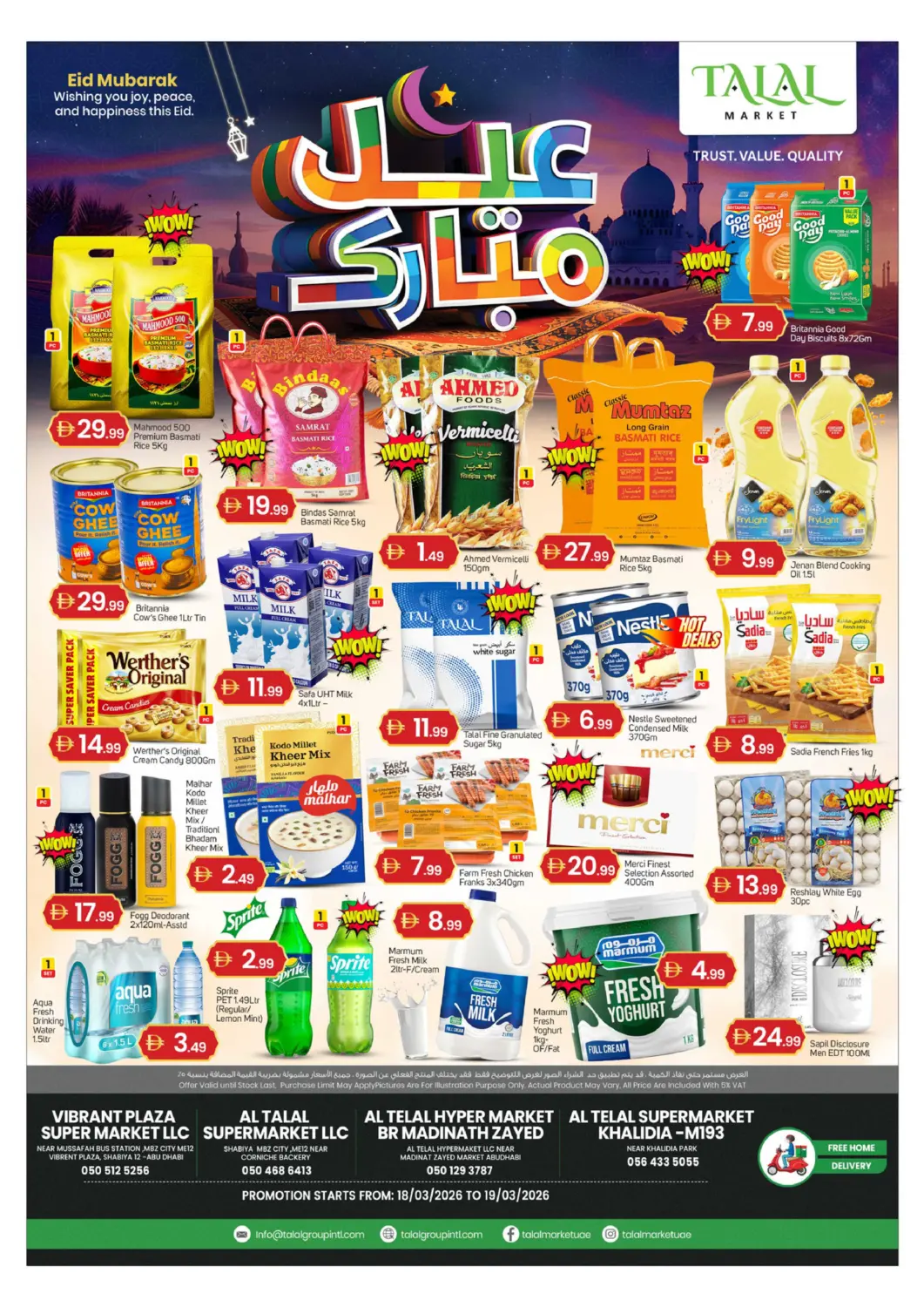 UAE - Abu Dhabi TALAL MARKET offers in D4D Online. Eid Mubarak. . Till 19th March