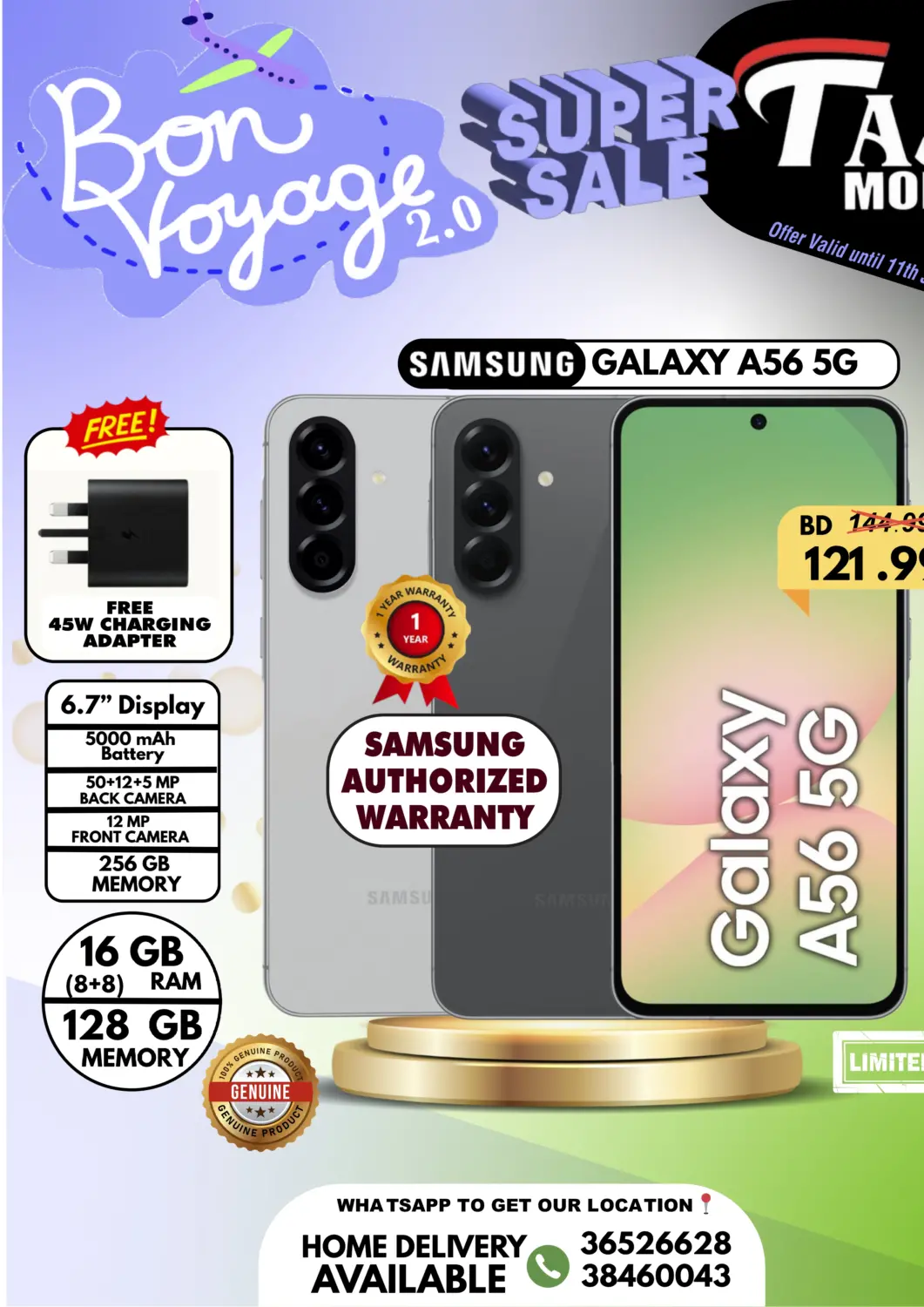 Bahrain Taj Mobiles offers in D4D Online. Bon Voyage 2.0. . Till 11th July