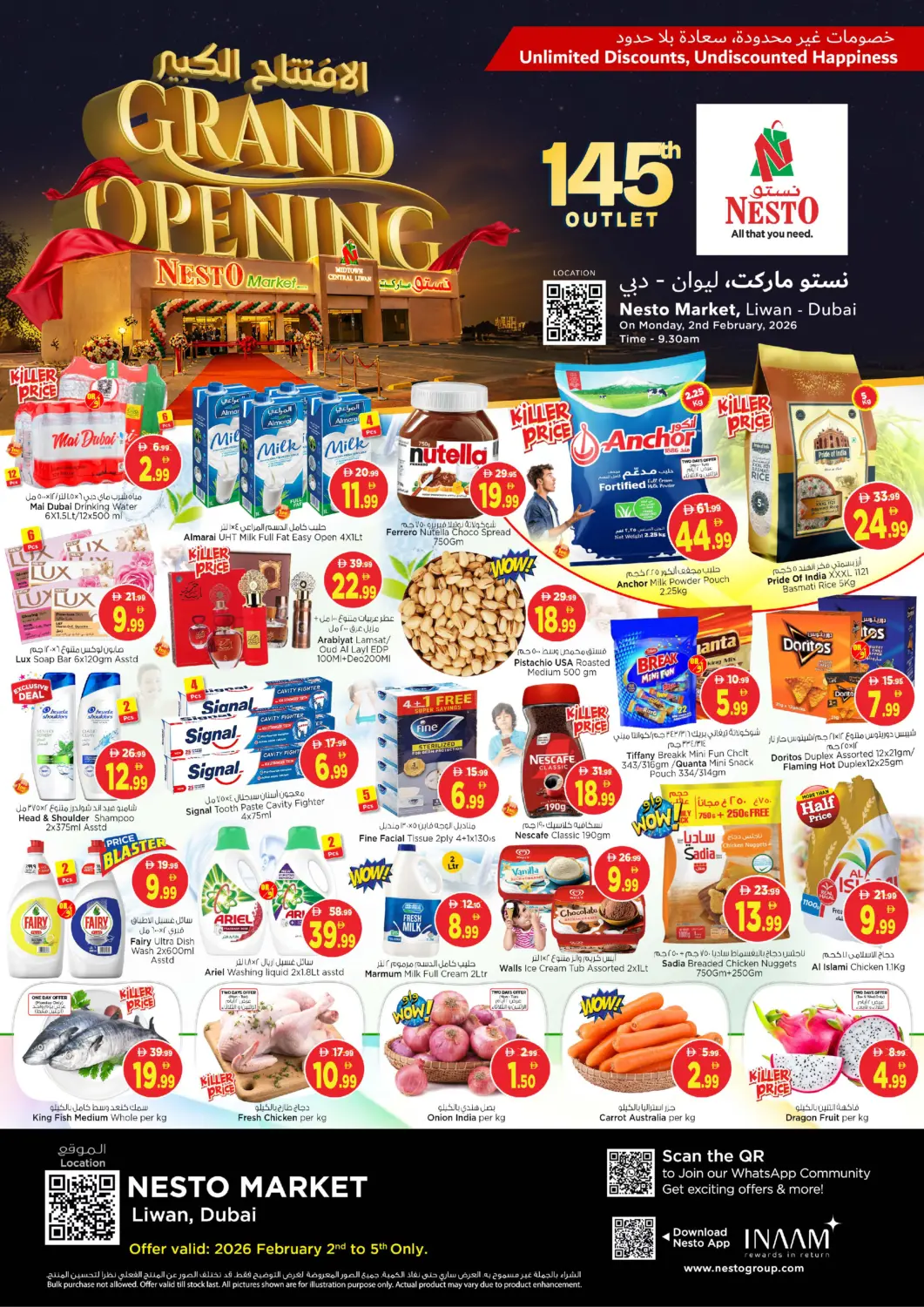 UAE - Dubai Nesto Hypermarket offers in D4D Online. Grand Opening @Liwan. . Till 5th February