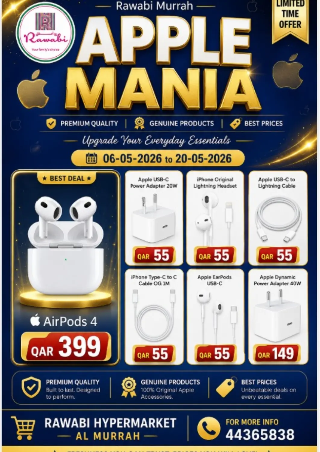 Qatar - Al Rayyan Rawabi Hypermarket offers in D4D Online. Apple Mania @Murrah. . Till 20th May