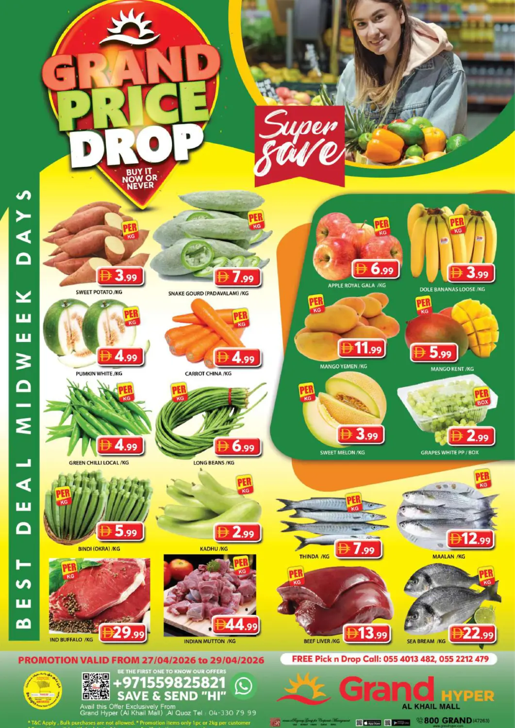 UAE - Dubai Grand Hyper Market offers in D4D Online. Al Khail Mall,Dubai. . Till 29th April
