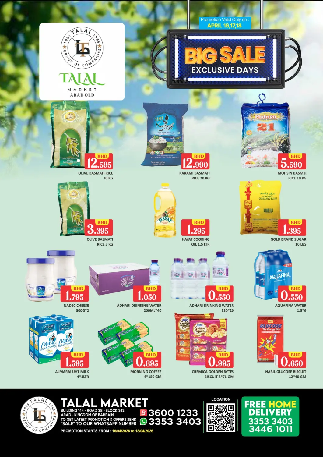 Bahrain Talal Markets offers in D4D Online. Arad - Big Sale Exclusive Days. . Till 18th April