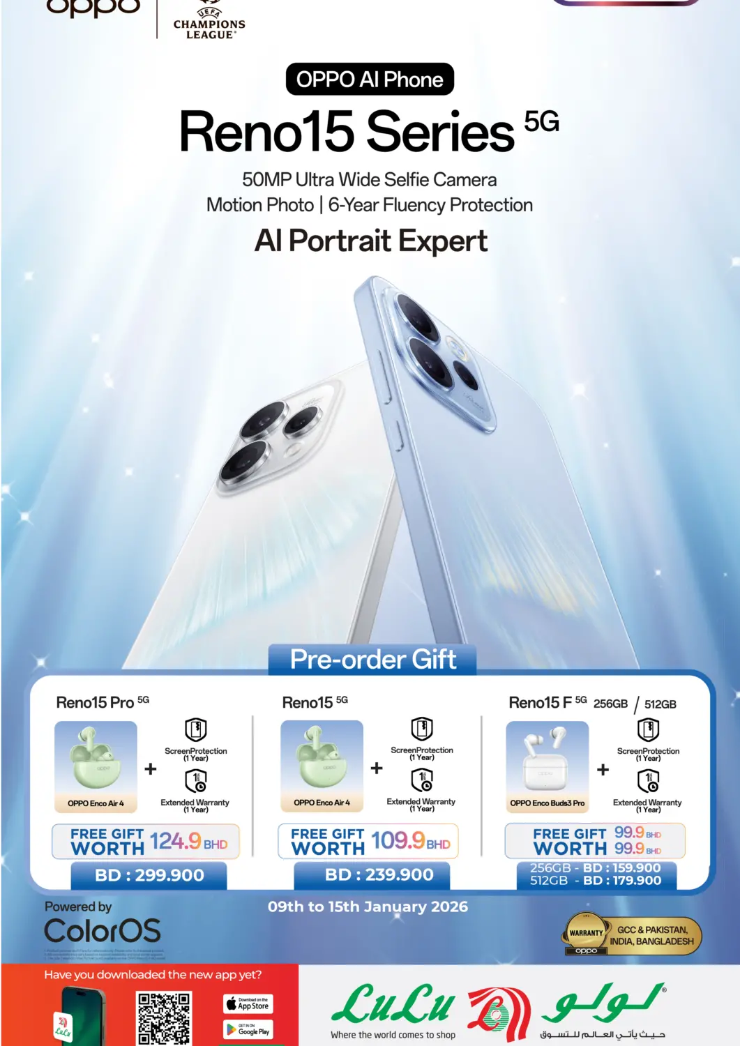 Bahrain LuLu Hypermarket offers in D4D Online. Oppo Reno 15 Series. . Till 15th January