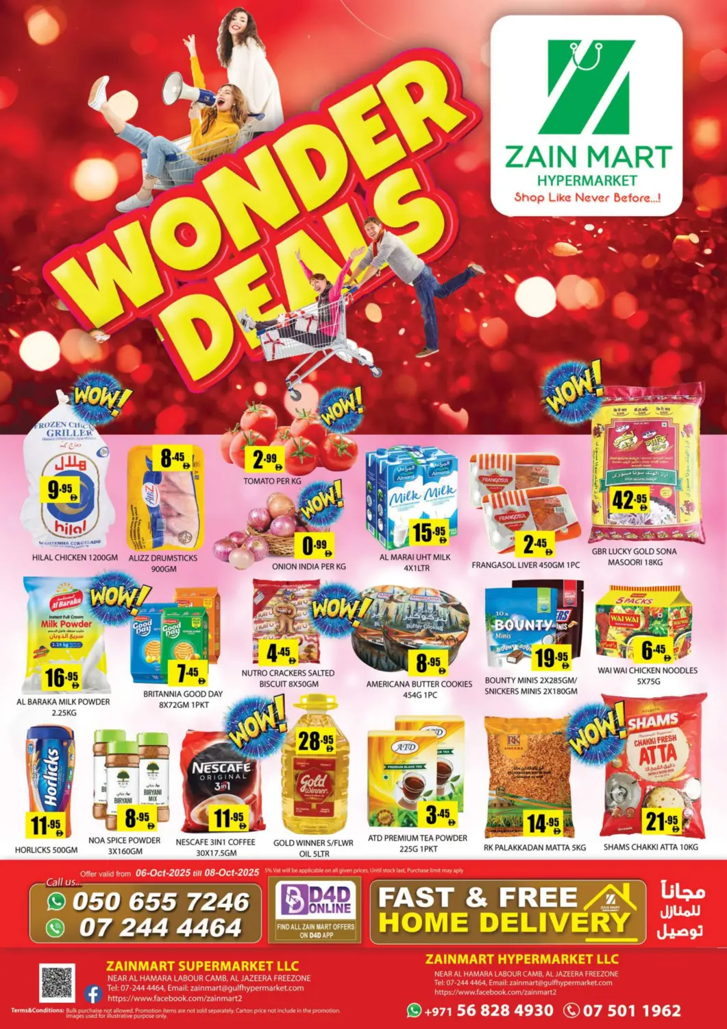 UAE - Ras al Khaimah Zain Mart Supermarket offers in D4D Online. Wonder Deals. . Till 8th October