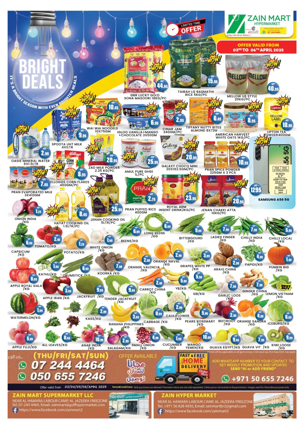 UAE - Ras al Khaimah Zain Mart Supermarket offers in D4D Online. Bright Deals. . Till 6th April