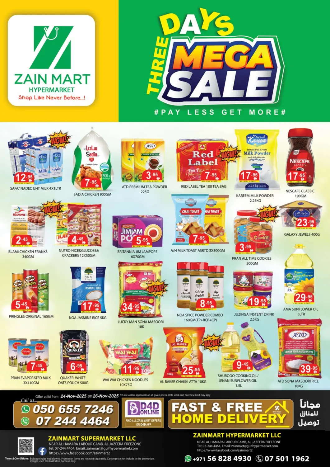 UAE - Ras al Khaimah Zain Mart Supermarket offers in D4D Online. Three Days Mega Sale. . Till 26th November
