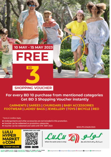 Bahrain LuLu Hypermarket offers in D4D Online. Spend 10 BD Get 3BD. . Till 15th May